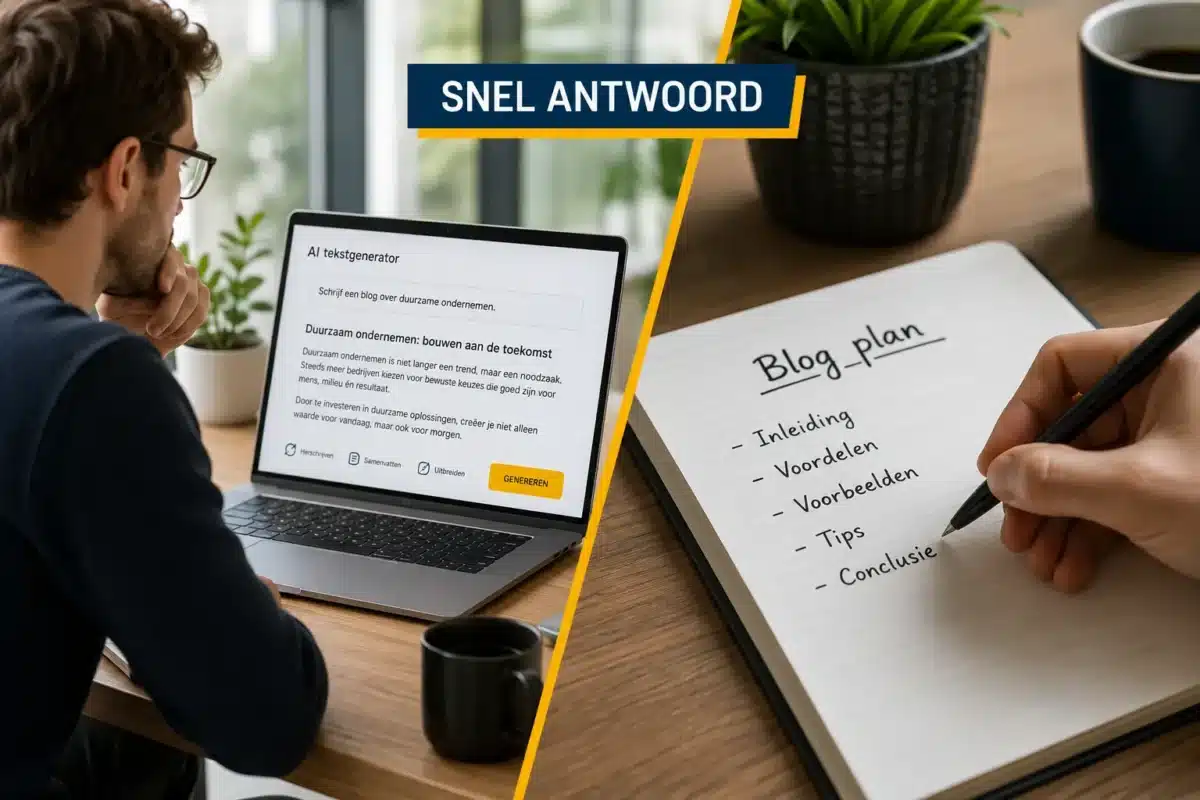 Stappenplan voor teksten schrijven met AI op een notitieblok