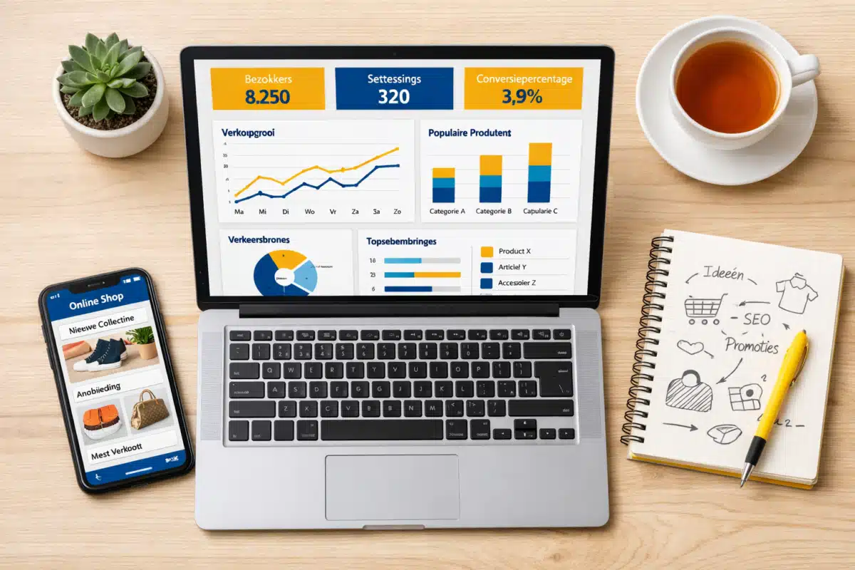 Werkplek met analytics-dashboard voor geo optimalisatie