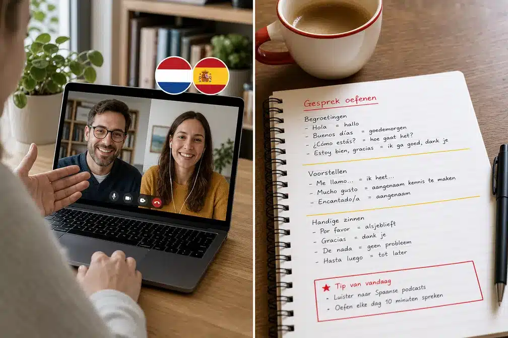 Spaans oefenen in een videogesprek met een moedertaalspreker