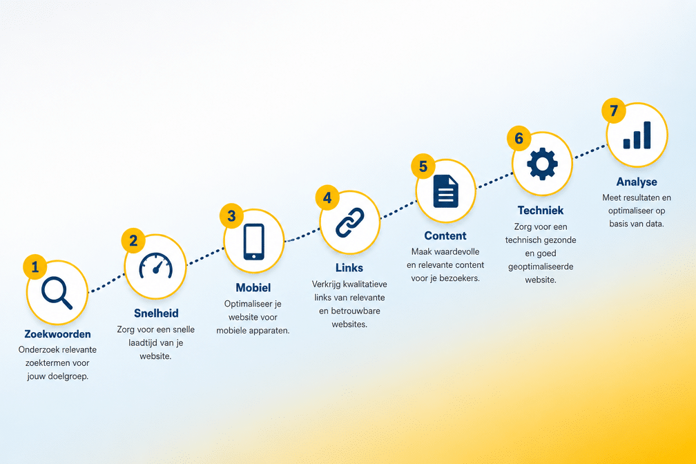 Roadmap met zeven stappen naar een hogere positie in Google