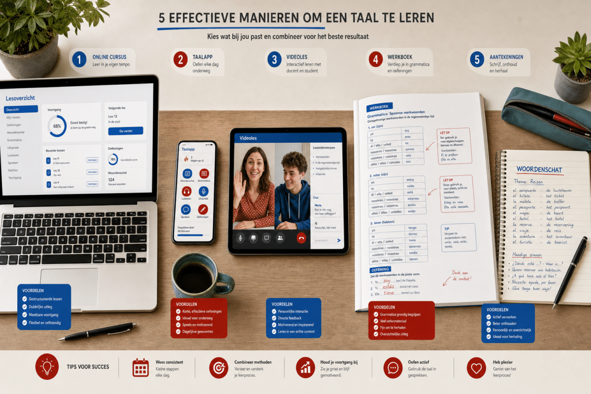 Vijf manieren om online Spaans te leren naast elkaar