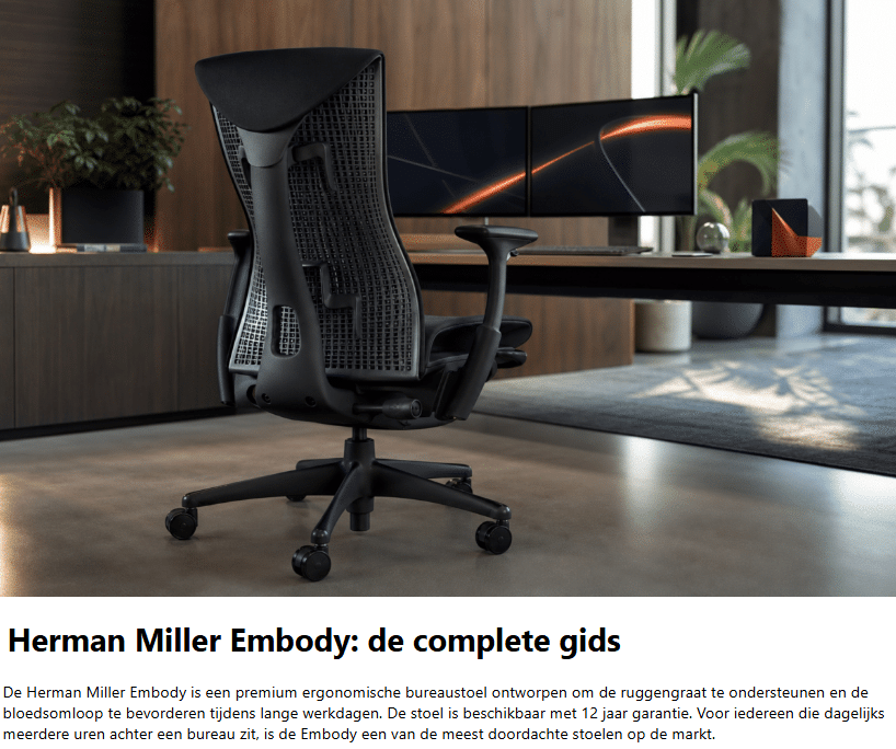 Voorbeeldblog: productgids Herman Miller Embody